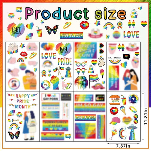 Hying 8PCS Gay Pride Window Clings for Glass Windows Removable, LGBTQ Rainbow Window Clings for Pride Month Decorations Party Gay Pride Sticker for Pride Parades Party Supplies Decorations Accessories