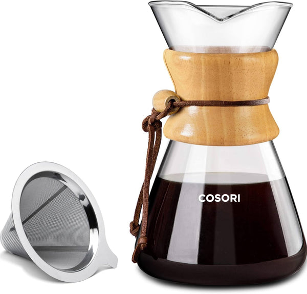 COSORI 8-Cup Pour Over Coffee Maker, 34oz Drip Coffee Maker with Double Layer Stainless Steel Filter