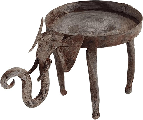 Handcrafted Recycled Iron Elephant T Light Votive Holder, Decorative Collectible Figurine for Home Holiday Décor