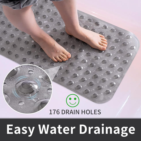 16 39 ROSMARUS Extra Long x Non-Slip Bathtub Mat, Shower Mat for Tub with Suction Cups and Drain Holes Bathtub Mats