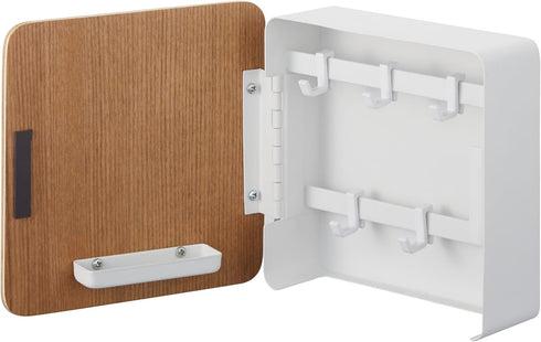 Yamazaki Home Square Magnetic Keychain Organizer | Steel + Wood | Key Storage, One Size, Ash