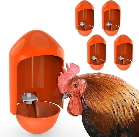 LEWINHOOK Chicken Waterer Cups Automatic (5 Pack), 2.9 Large Poultry Waterer Cups with