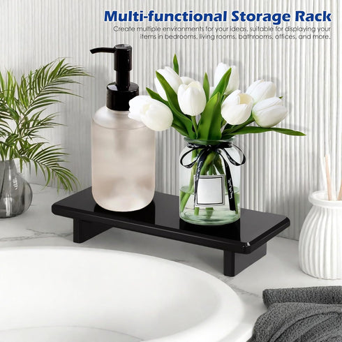 Chivalral Counter (1, Black-Small-8.6 3.6 1.5) Acrylic Bathroom Tray Stand, Kitchen Soap Holder Riser for Vanity Candle