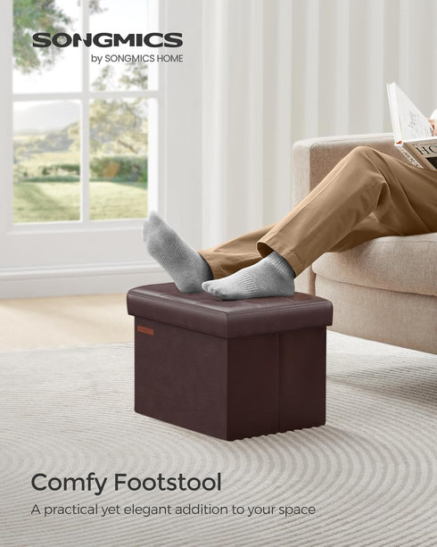 12.2 16.1 12.2 Inches, 286 lb ULSF100K02 SONGMICS Small Folding Storage Ottoman, Foot Rest Stool, Cube Footrest