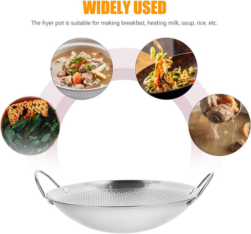 BESTonZON Stainless Steel Wok Pan, Everyday Pan, Korean Pan, Mini Wok Cookware, Non Stick Deep Frying Pot, Metal