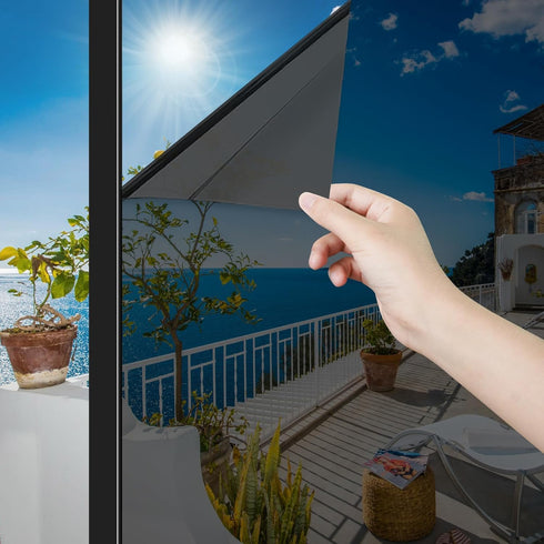 ConCus-T One Way Window Privacy Film, Black, 17.71Inch X 6.5Feet, Daytime Reflective Mirror Tint, UV Blocking
