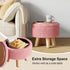 WBKATN Pink Storage Ottoman Foot Rest, Small Sherpa Ottoman with Storage, Cute Round Foot Stool, Modern Pouf Ottomans
