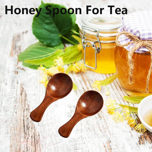 Asanta 6 3.2 Inch PCS Mini Wooden Spoons, Tiny Spoons for Spices Jars, Small Wooden Condiment Spoon for Salt, Sugar
