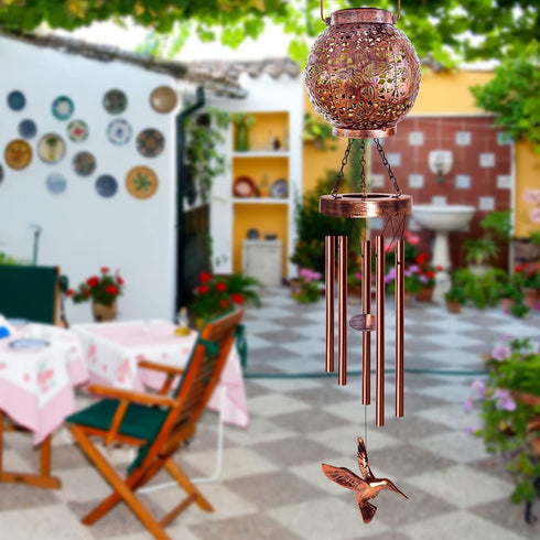 Wind Chimes for Outside, 38" Hummingbird Solar Wind Chimes Outdoor Gifts for Mom, Garden Decor