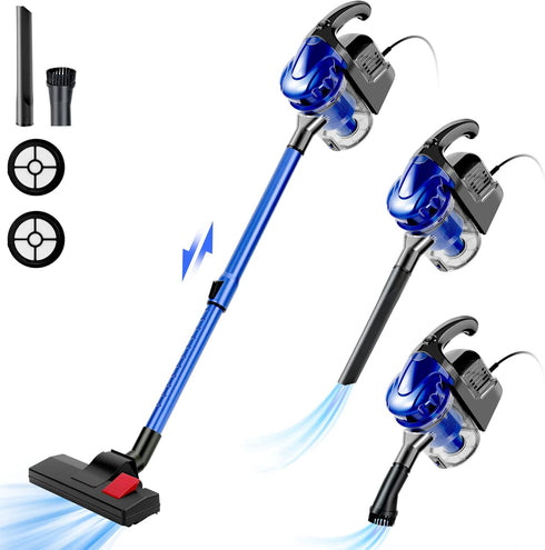 Corded Vacuum Cleaner, 17KPa Powerful Suction, 600W Motor, 4 in 1 Lightweight Handheld Stick Vacuum
