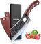 Huusk Japan Viking Knife with Sheath, Hand Forged Meat Cleaver, Full Tang Boning Knife for Outdoor Cooking