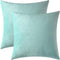 Mixhug Set of 2 Cozy Velvet Throw Pillow Covers, Turquoise, 18 x 18 Inches for Couch and Bed