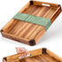 17 x 13 Inch Acacia Wood Serving Tray with Handles, Decorative Wooden