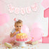 HUHJRUAR Pink and White Highchair Banner - Bow One Banner, Pink White Party Decor- Girl First Birthday Decor Cake Smash