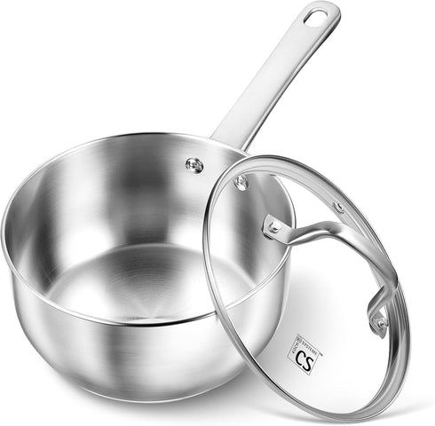 KOCH SYSTEME CS 2QT Stainless Steel Saucepan with Lid, Premium Induction Pot, Easy to Clean