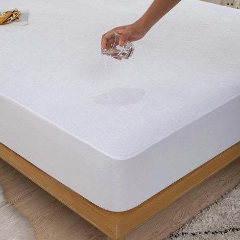 Kingnex Full Size Waterproof Mattress Protector, Quiet Breathable Premium Soft Terry Fitted Bed Cover