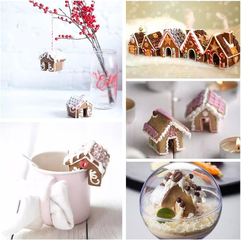 KALAIEN 3Pcs Mini House Mold Gingerbread Cookie Cutter Set, Stainless Steel, Cupcake Chocolate (Small)