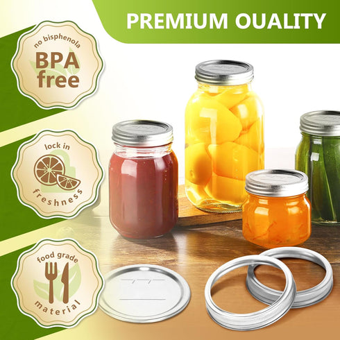DSJIFGEW 52Pcs Premium Canning Lids - Rings for Regular Mouth Mason Jars, Food Grade Split-Type Metal Canning Kerr Jar