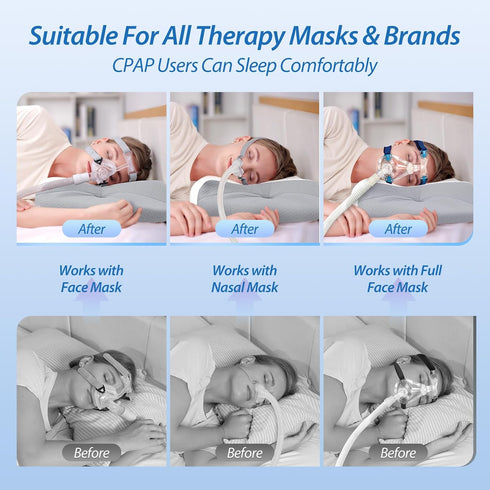 HOMCA CPAP Pillow for Side Sleeping, Cervical Neck Pillow for All CPAP Masks Users to Reduce Air Leaks & Masks