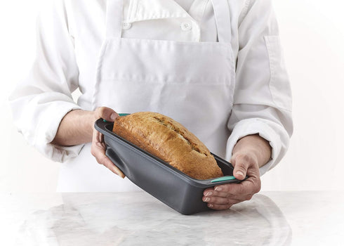 Trudeau Structure Loaf Pan, Silicone Bakeware 8.5" x 4.5", Mint/Black