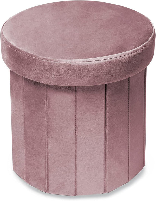 Phantoscope Storage Ottoman Round15 Inch, Velvet Folding Storage Boxes Footrest Foot Ottoman