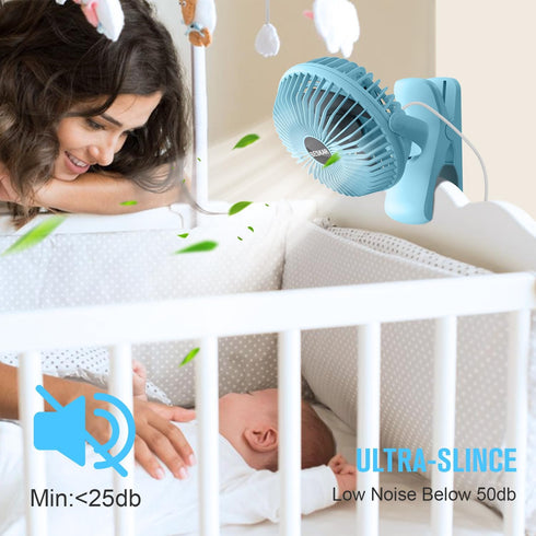 BESKAR Clip on Fan - Portable Small Desk Fan with Strong Airflow, 3 Speeds, USB Powered, Quiet