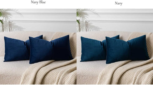 JUSPURBET Navy Blue Pillow Cover Set of 2 - 16x24 inch Soft Decorative Velvet Throw Cases