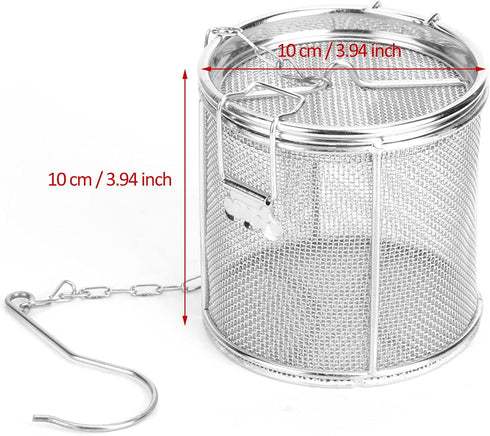 Seasoning Strainer, Stainless Steel Spice Filter with Chain Hook for Cooking, Mesh Design Tea Ball Strainer (10 * 10cm)