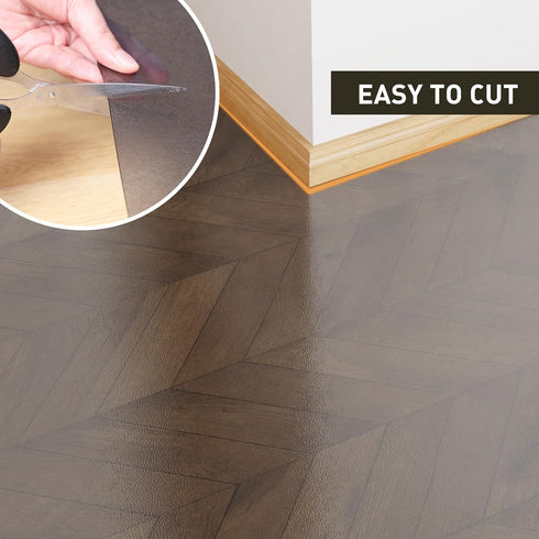4'6' Area Floor Mat for Home, Translucent Black No Slip Waterproof Vinyl Area Rug for Hard Floor, Spill Resistant Floor
