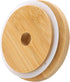 TOUSHI 4 Pcs Regular Mouth Bamboo Mason Jar Lids, Reusable Bamboo Caps with Straw Hole for Glass Canning Jars