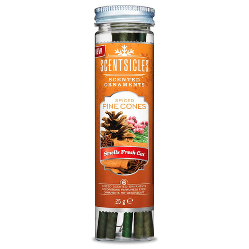 Scentsicles Scented Christmas Ornaments, 6 Ornaments & Hooks, All Natural Holiday Air Freshener (Spiced Pine Cones)