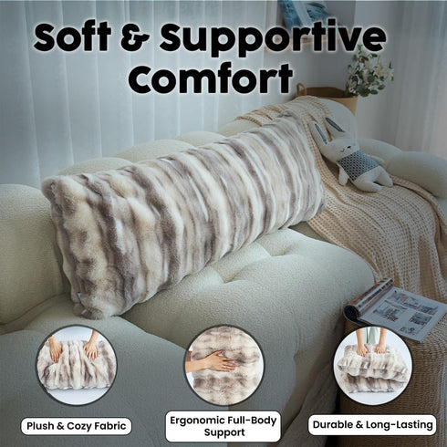 OMEO Winter Fluffy Full Body Pillow Memory Foam Pregnancy Pillow, Nursing Pillow for Side Sleepers, Weighted Body