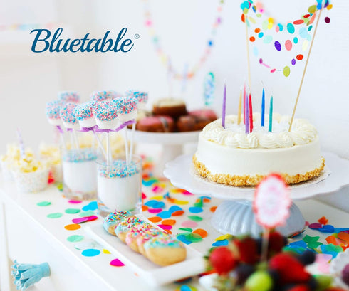 Disposable Blue Plastic Tablecloth (12 Pack) - Ultra Heavy Duty Rectangle (54” x 108”) for 6 or 8 Foot Tables