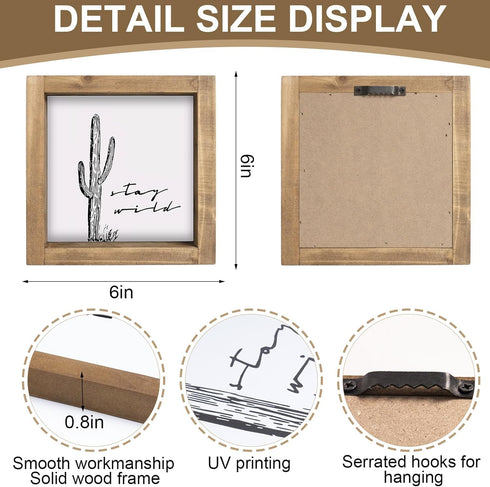 flangairy Western Wall Decor, Cactus Wall Art, Wood Southwest Desert Sign, Southwestern Living Room Aztec Home