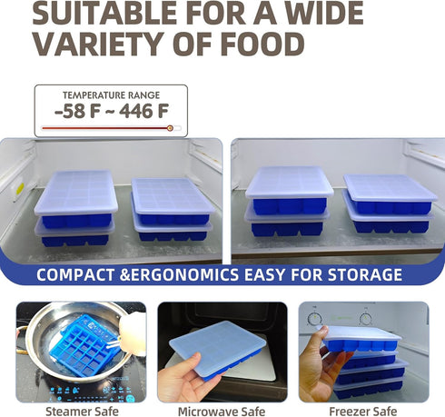BECOKIT 1 2 2 Pack) Tbsp & Tbsp Silicone Freezer Molds - Perfect for Storing Garlic, Herbs, Ginger, Pesto, Tomato