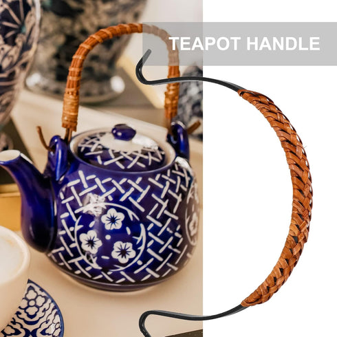 Hemoton Rattan Metal Teapot Handle Replacement, Adjustable Kettle Grip U-Shape Handle for Chinese Teapot Accessory