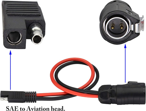 zdyCGTime 2 Pin Power Industrial Circular Connector to SAE Cable for Solar Panel Suitcase, 10AWG
