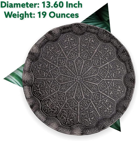 13.60 inches, Alisveristime Turkish Ottoman Coffee Tea Serving Tray Metal with Traditional Motifs, Available in Five
