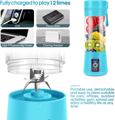 Portable Blender, MIAOKE Smoothie Blender, Personal Mini Juice Blender with Six 3D Blades, USB Rechargeable Juicer Cup