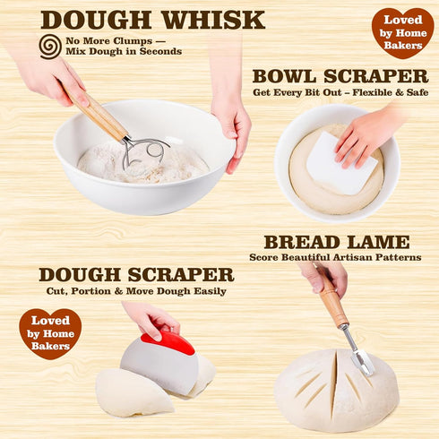 9 Inch 24 Oz Complete Sourdough Starter Kit, Bread Proofing Basket, Sourdough Starter Jar Kit, Sourdough Bread Baking