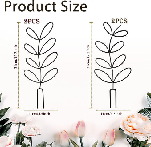 CANIPHA 4 Pcs Small Metal Trellis for Potted Plants,Indoor Plants Trellis for Climbing,Leaf Shapes Mini Plant Trellis