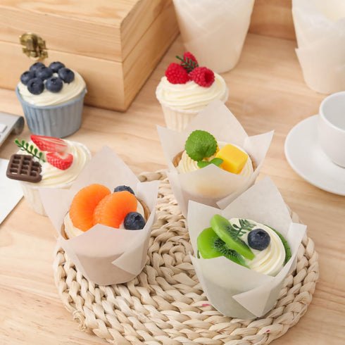 200PCS Tulip Cupcake Liners, Parchment Baking Cups for Birthday Parties, Weddings, Baby Showers, Standard Size