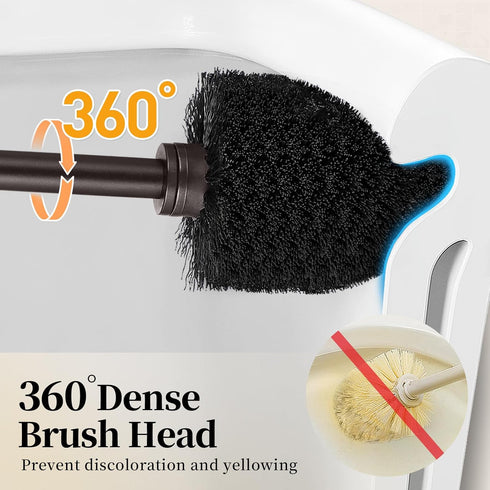 Set: Toilet Bowl Brush Holder Bathroom Deep Cleaning Toilet Scrubber Rim Cleaner with Caddy for Restroom Rv - Hidden