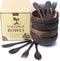 Vikra Set of 4 Vietnamese Coconut Bowls with Spoons and Forks, 100% Natural Handmade Eco-Friendly Kitchen Bowls