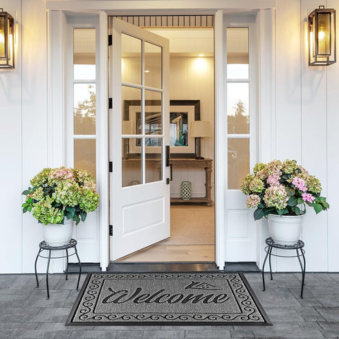 Yimobra Heavy Duty Welcome Mat, Sturdy Door Mats for Home Entrance, Waterproof Low Profile Doormat, 29.5 x 17, Black