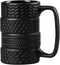 VanEnjoy 3D Black Tyre Shaped Frosted Ceramic Mug, Unique Gifts for Car Fans, 14 oz (400ml)