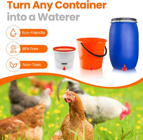 Yrangee 24 Pack, Chicken Water Cups, Chicken Waterer DIY Chicken Water Feeder for Poultry Gravity Filling Automatic