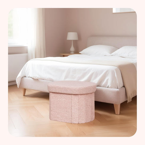 16.1"x12.2"x12.2" PINPLUS Storage Ottoman Boulce Tufted Oval Small Ottomans for Living Room Foot Rest with Storage