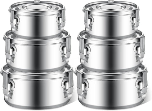 Zopeal 6 Pcs Stainless Steel Food Storage Containers with Lid, Bento Lunch Boxes for Camping, 3 Sizes (12oz, 22oz, 34oz)