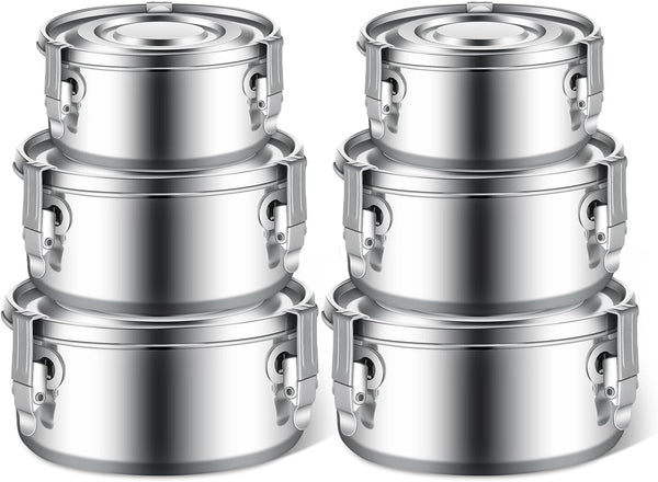 Zopeal 6 Pcs Stainless Steel Food Storage Containers with Lid, Bento Lunch Boxes for Camping, 3 Sizes (12oz, 22oz, 34oz)